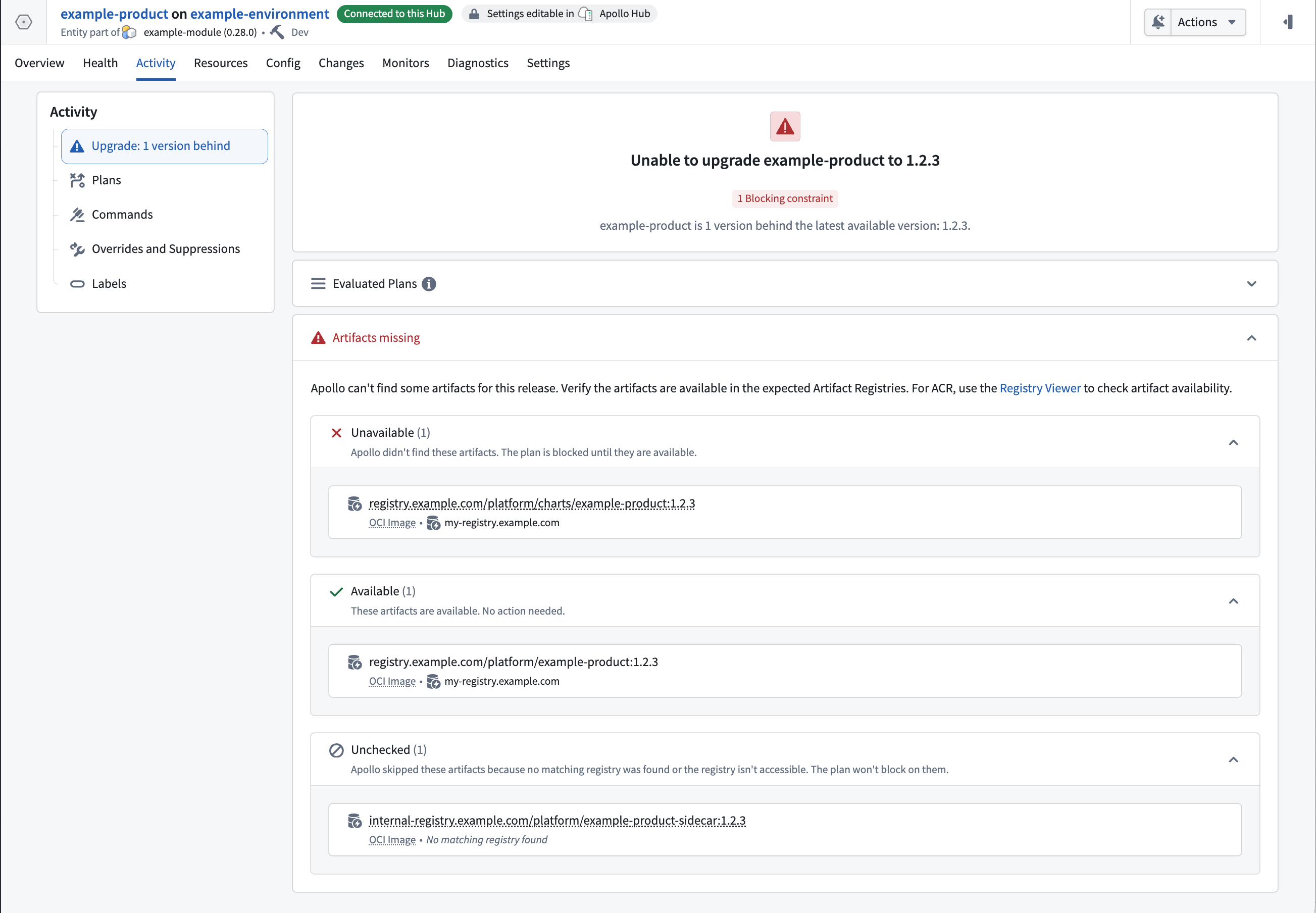 Artifacts missing constraint