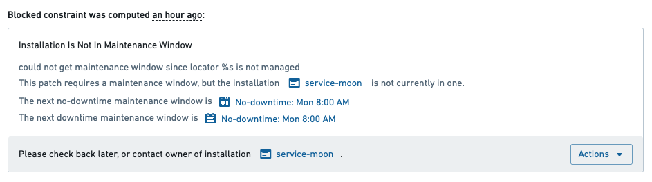 Blocked maintenance window