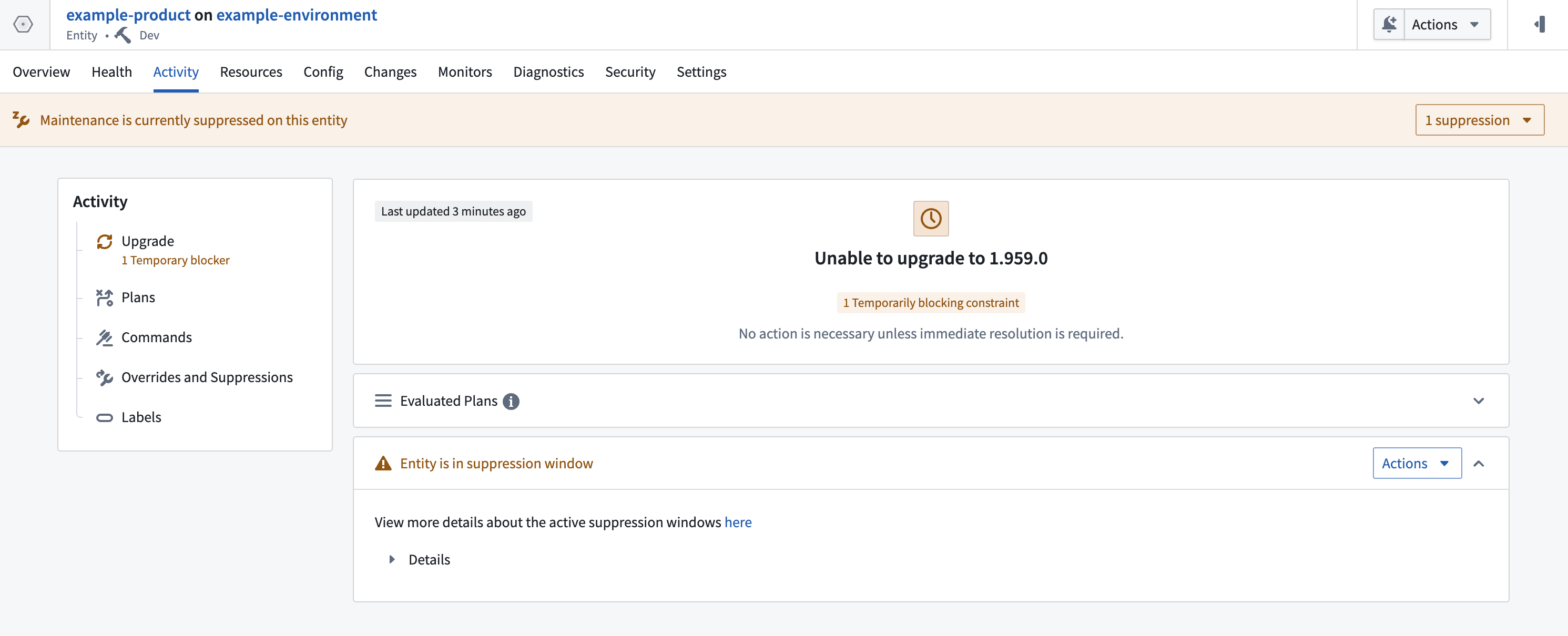 Suppression window constraint