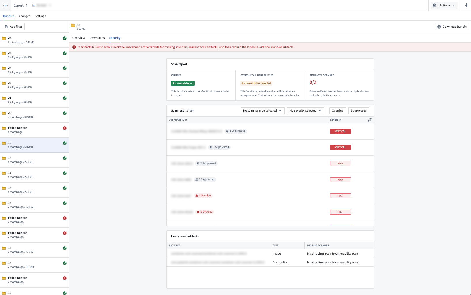 Bundle security tab