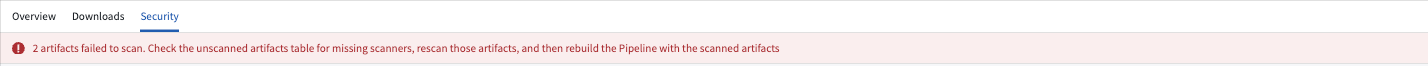 Bundle security unscanned artifacts banner