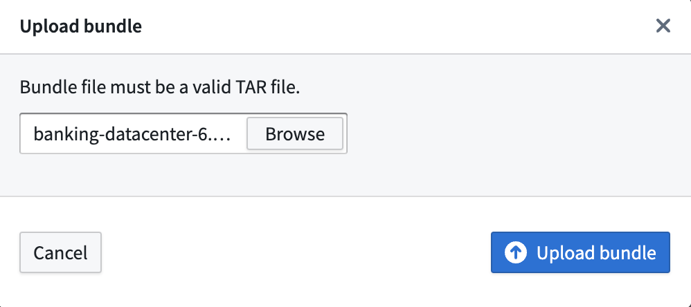 The form to select a Bundle file and upload a Bundle.