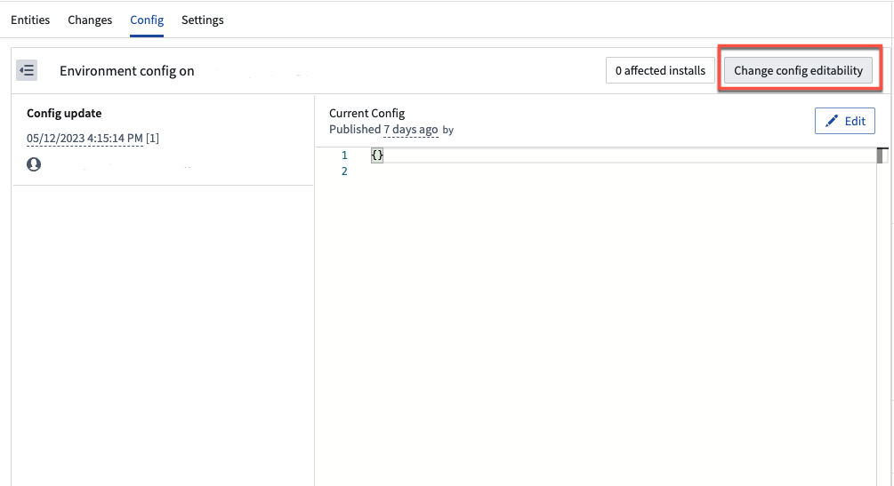 Change config editability button