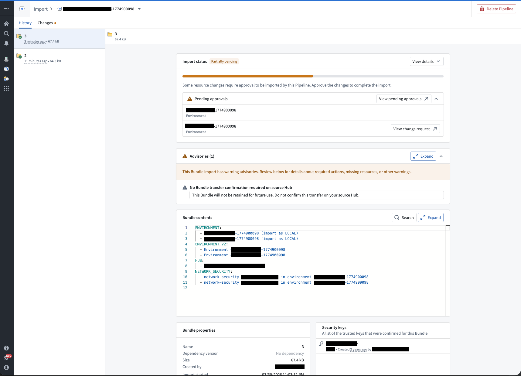 Change Request on import - multiple Environments