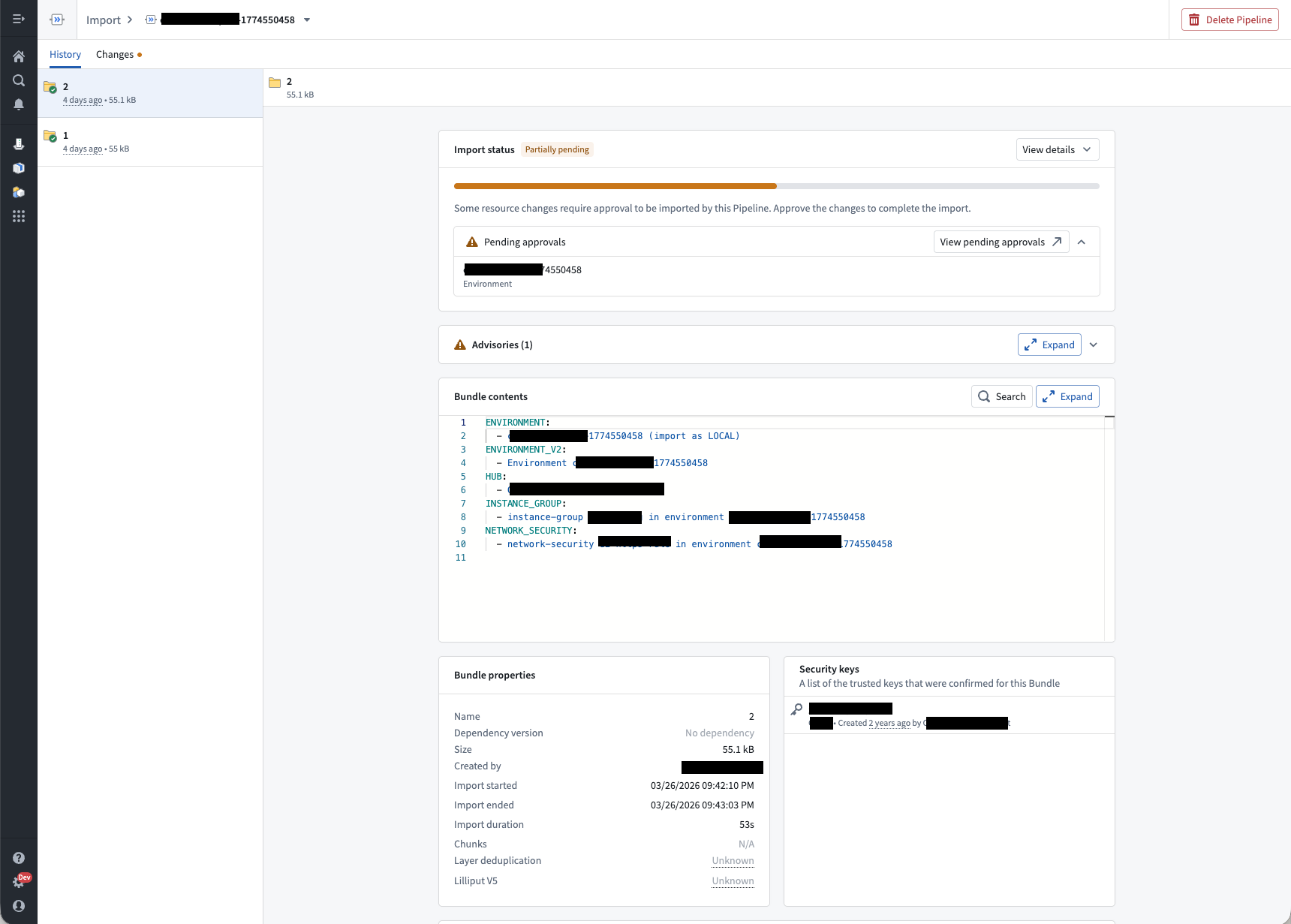 Pending Change Request on import