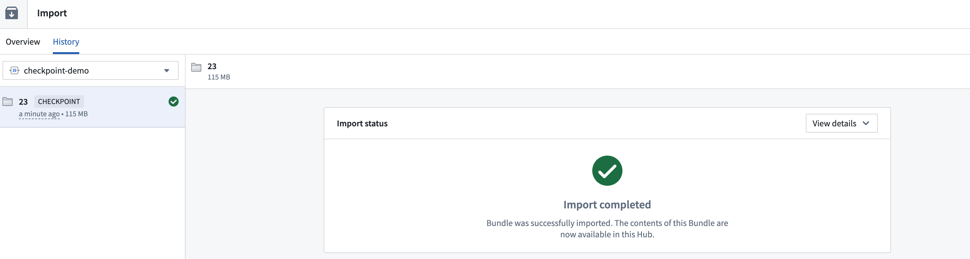 Checkpoint Bundle Import