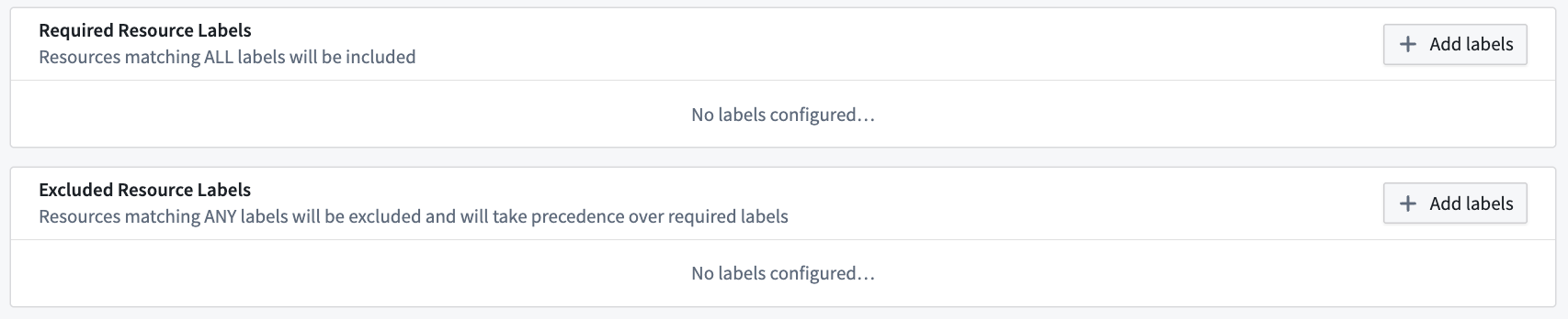 Label requirements not configured