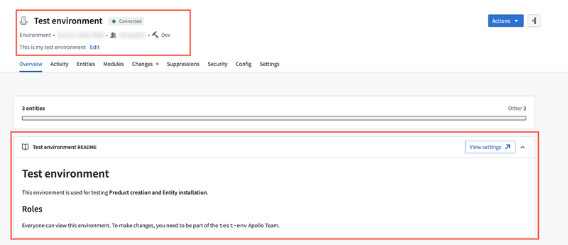 Display metadata updates in Environment Overview page.
