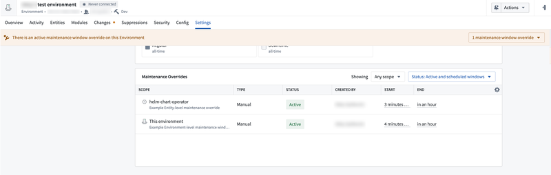 Maintenance window overrides