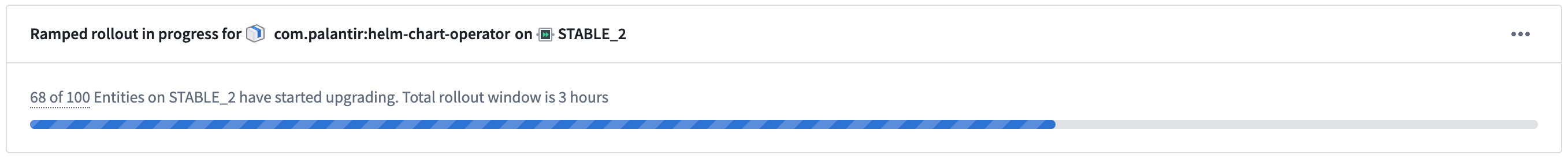 Screenshot of promotion pipeline card showing ramped rollout status with progress indicator.