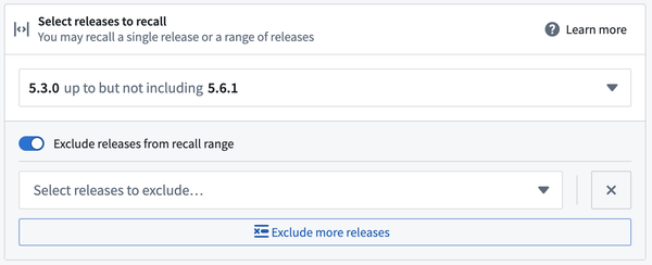 Exclude releases from recall range is selected.