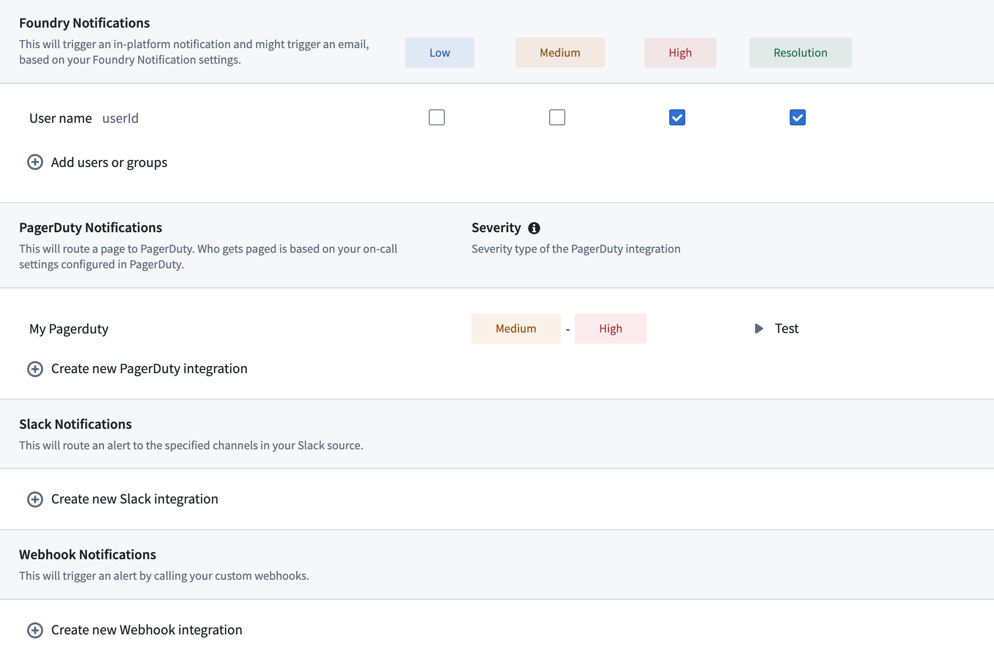 Example monitoring alert setup
