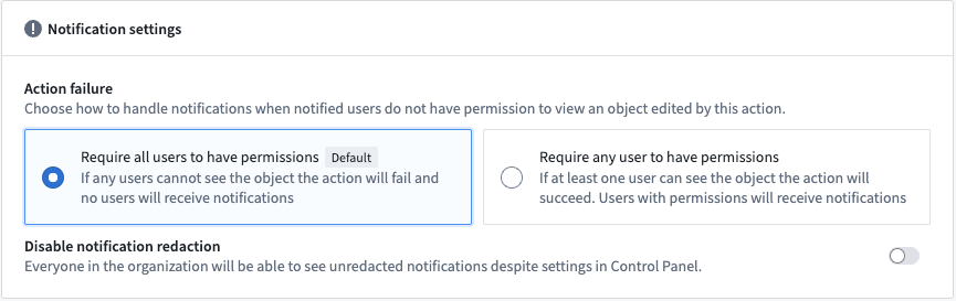 Notifications settings with disable notification redaction option.
