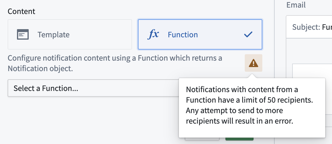Function-rendered Content max-recipients warning