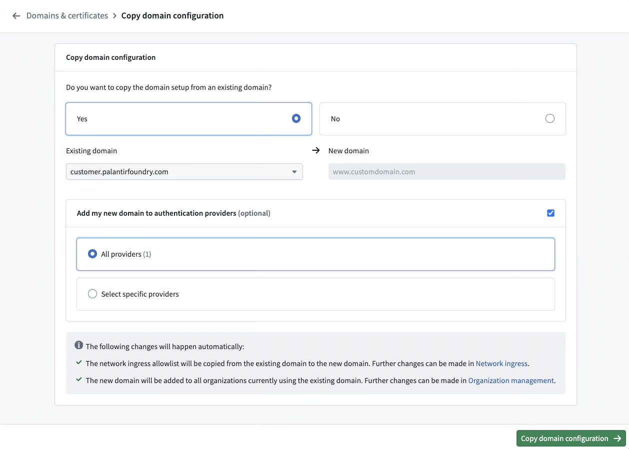 Copying configuration from an existing domain.