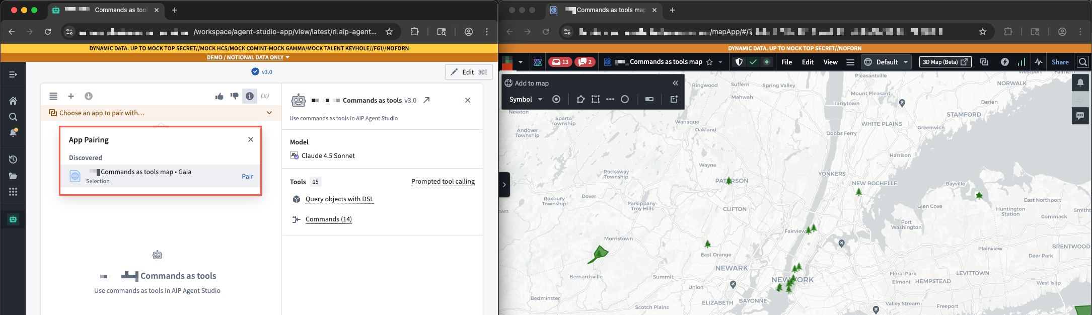 A user pairs their agent with a Gaia map.