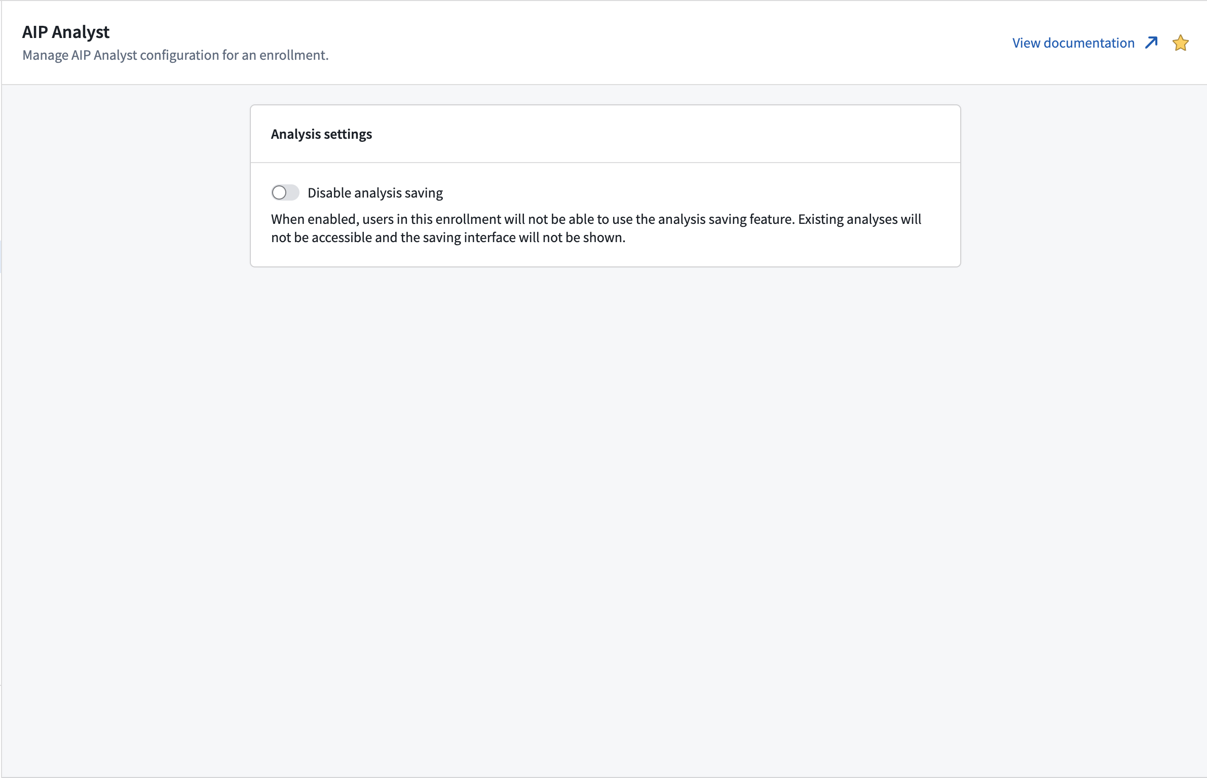 The AIP Analyst analysis saving Control Panel setting.