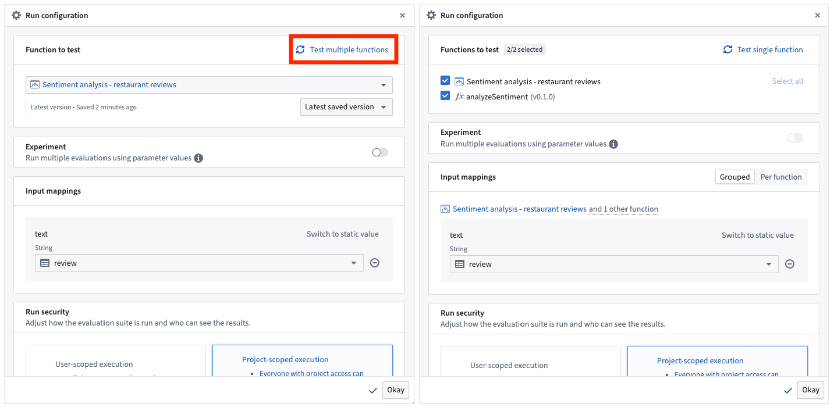 Multi-target function selection.