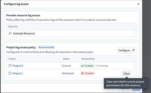 Example Workflow Lineage enable log reading dialog.