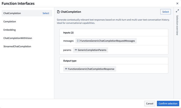 Import Function interface into Typescript repository.