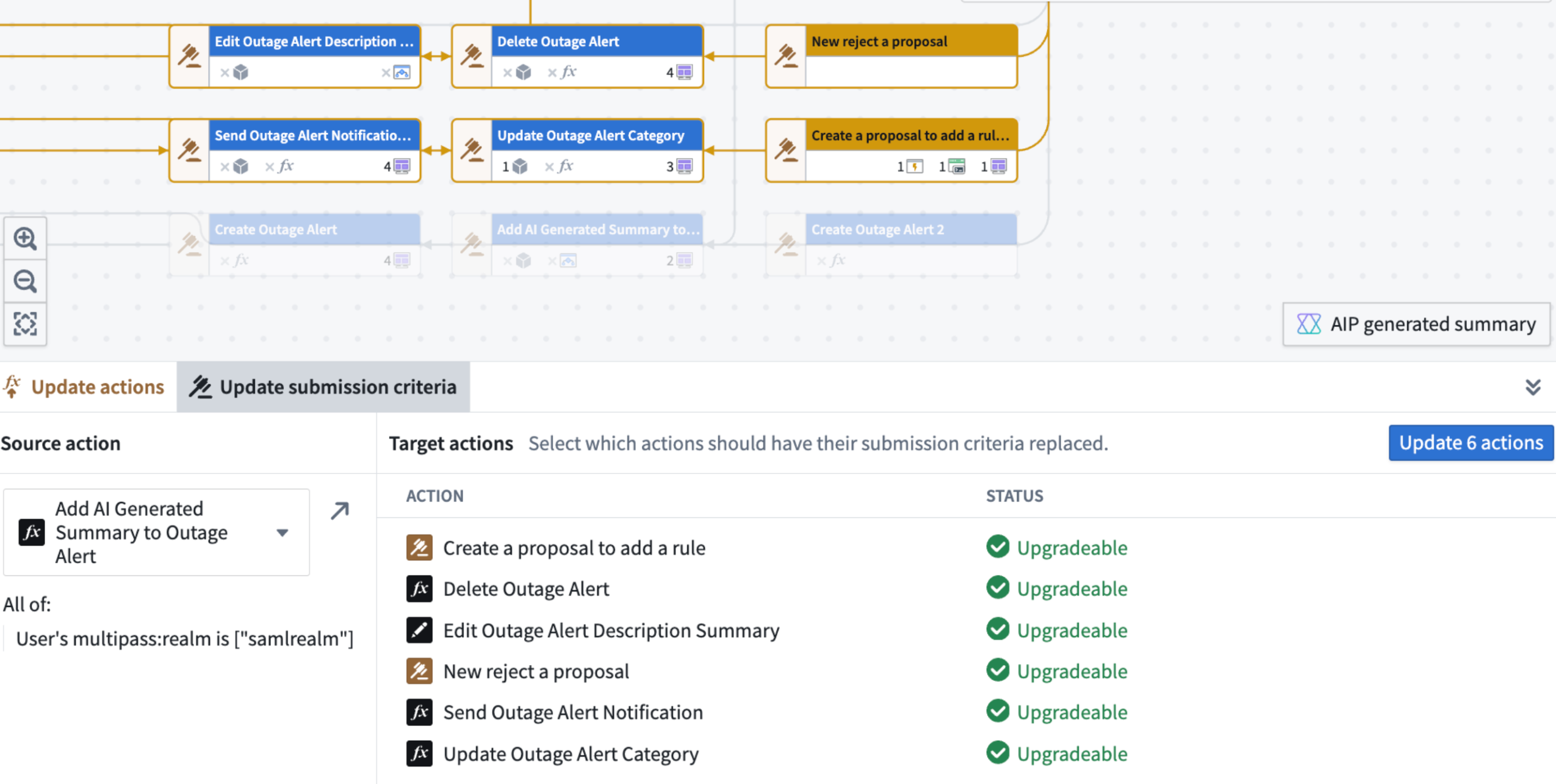 Review the proposed changes to your submission criteria and then you can update them all at once.