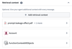 You can now provide your agent additional retrieval context using multiple types.