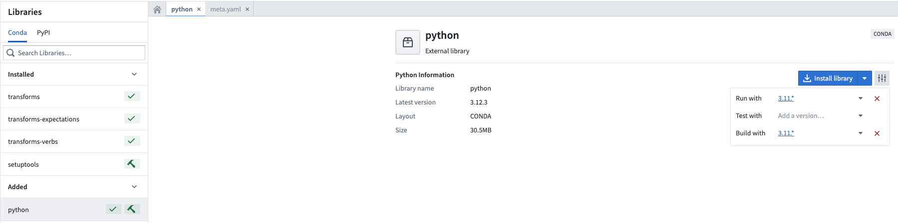 将 Python 环境设置为所需版本。