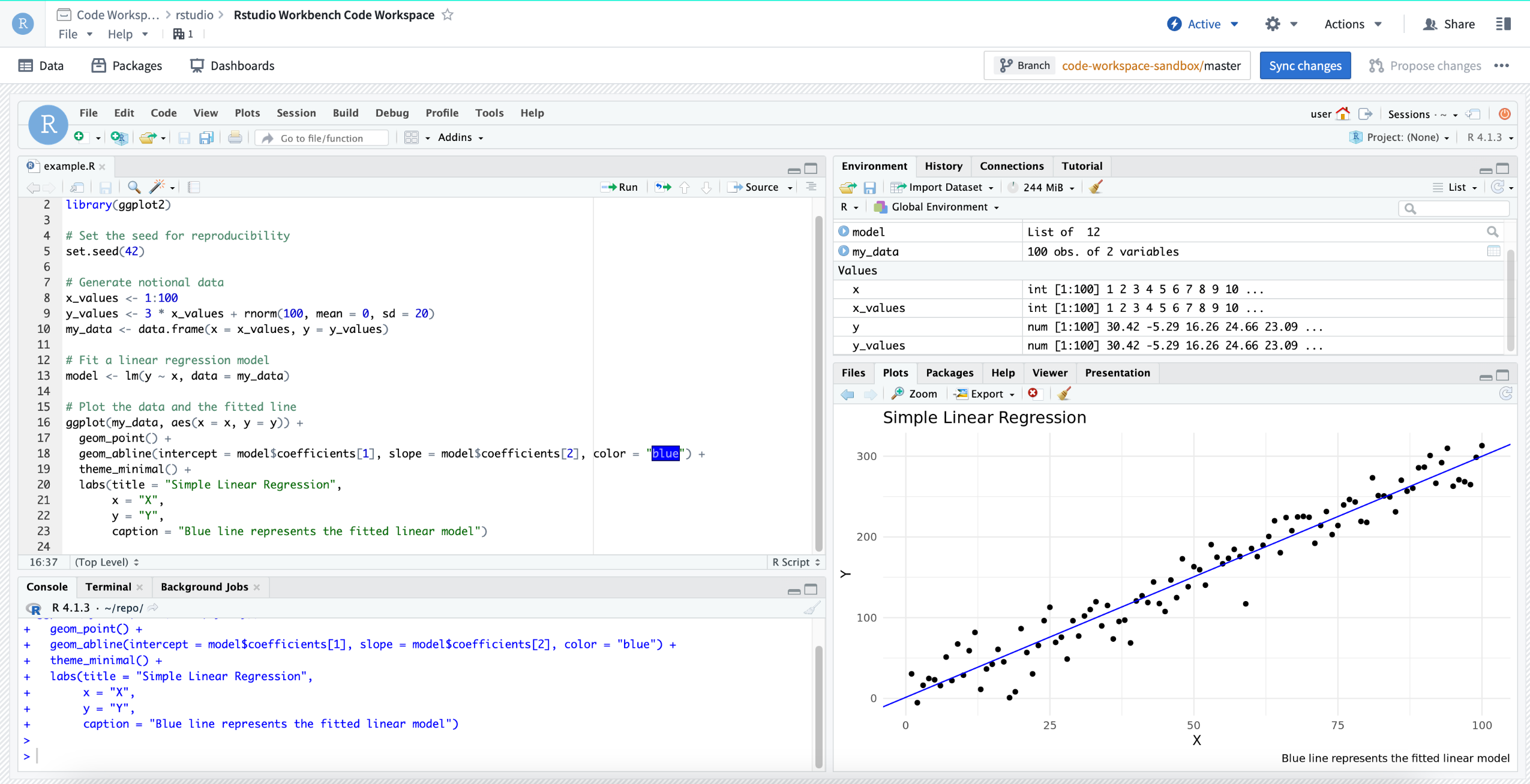 用于机器学习训练的 RStudio® 代码工作空间。