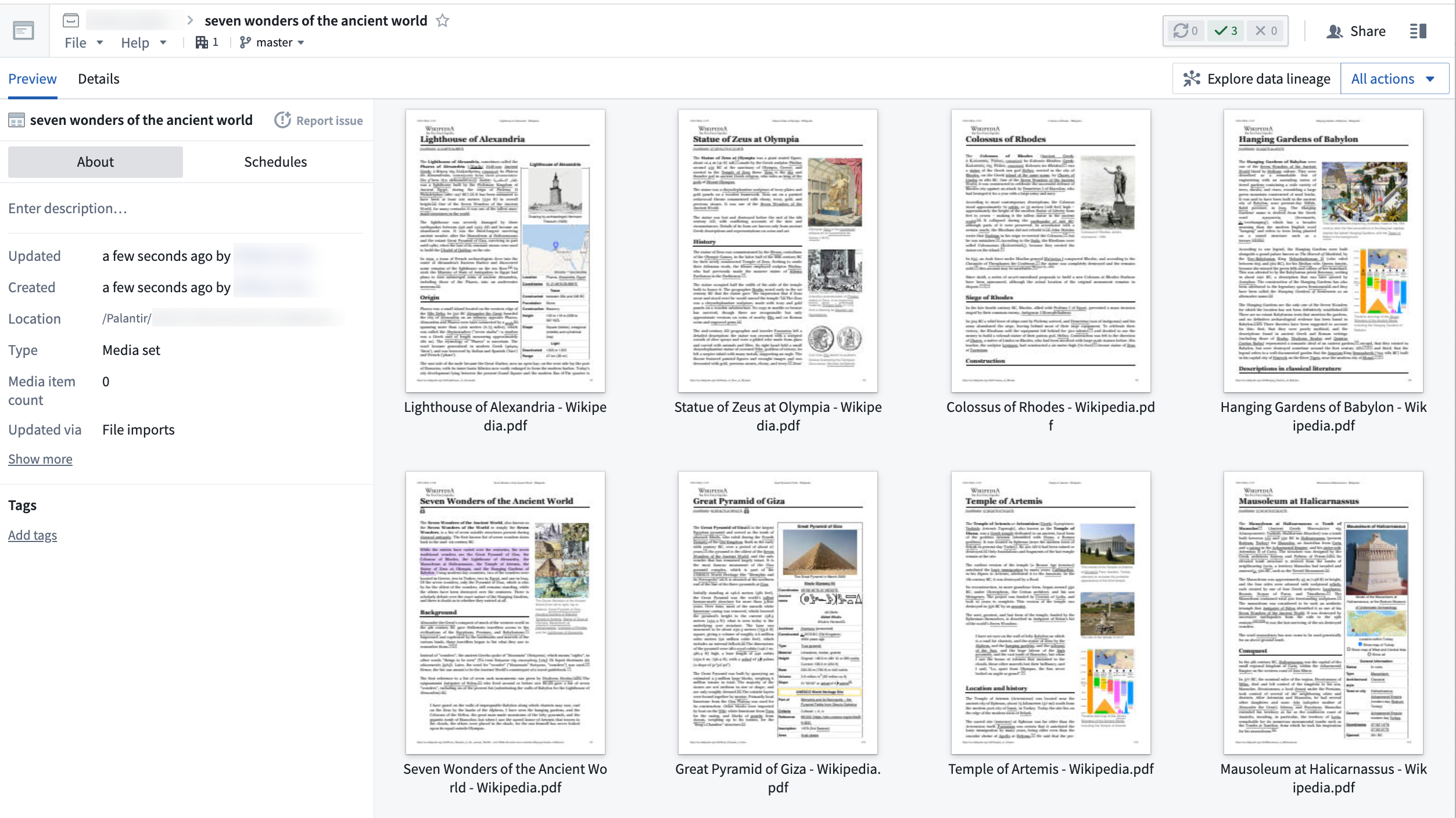 媒体集支持导入音频、图像和 PDF。