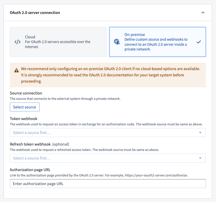 Connecting to an OAuth2.0 server inside a private network