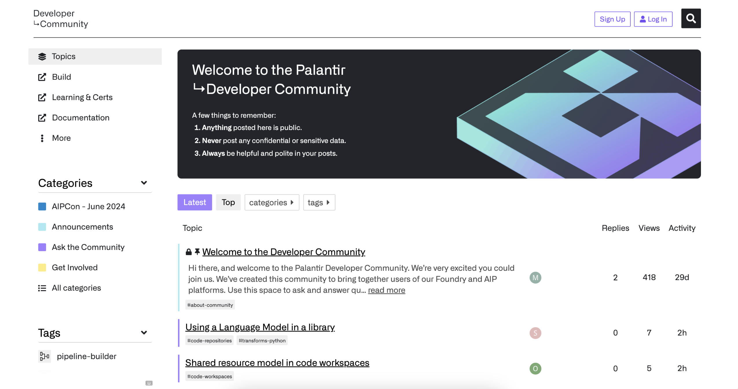 Palantir 开发者社区，Palantir 平台的开发者和高级用户的家园。
