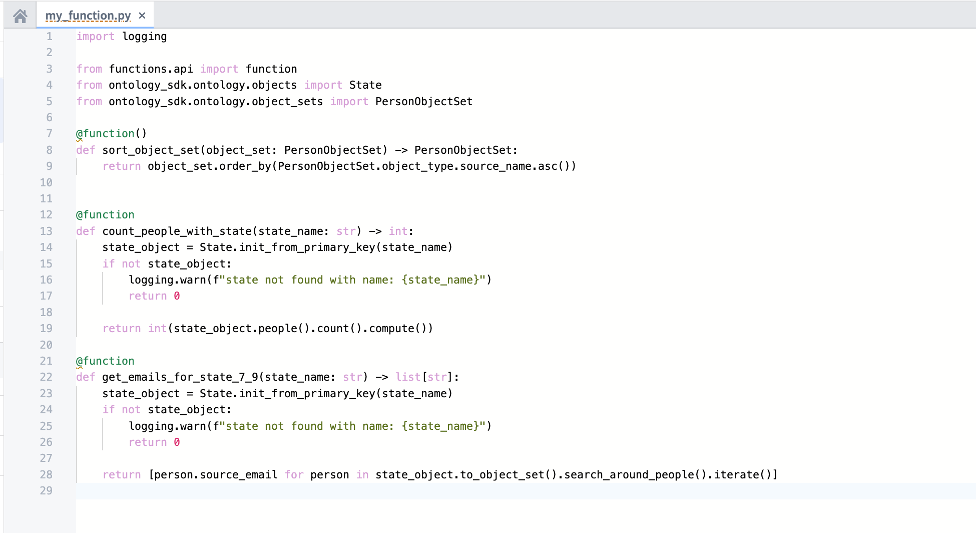 Use Python functions with the OSDK in your code repository.