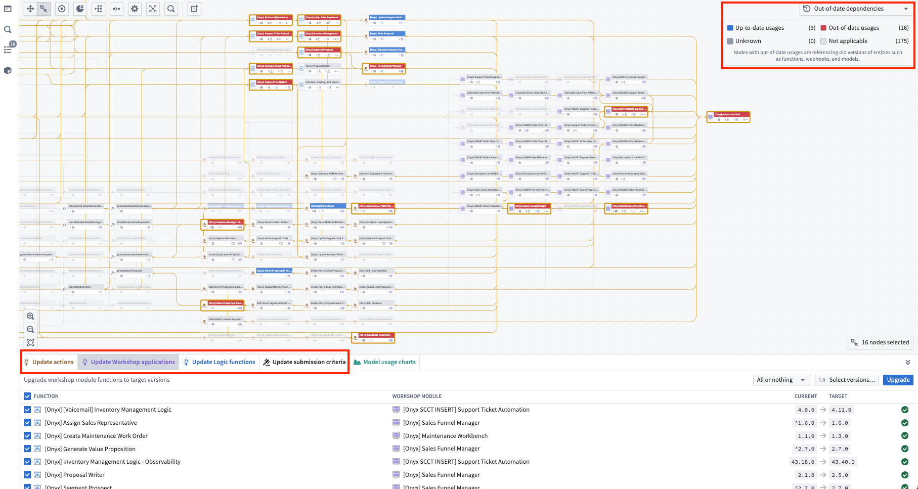 The bottom upgrade panel allows you to upgrade all function versions at once.
