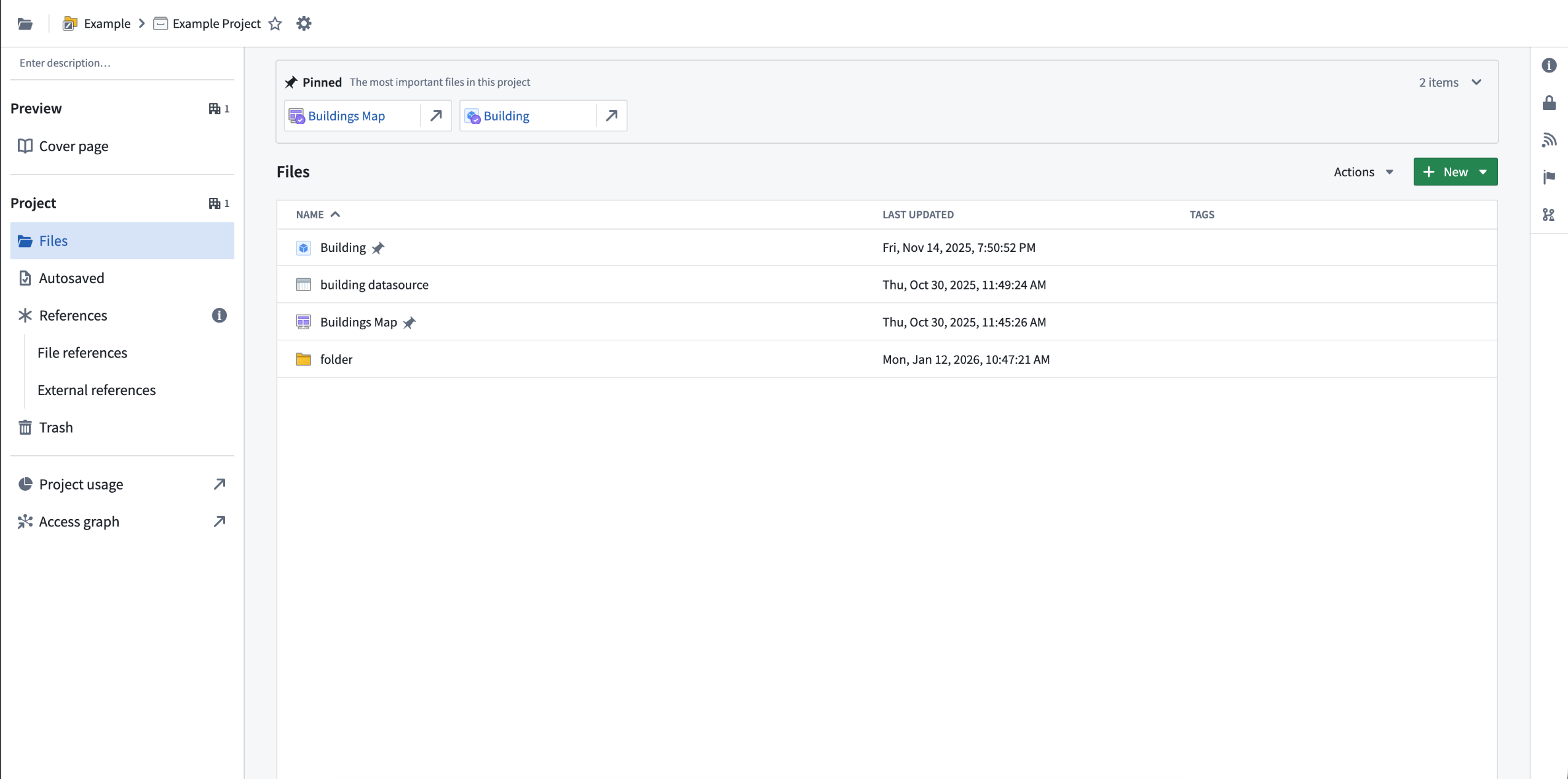 In Compass you can now pin resources to appear at the top of the Files tab page.