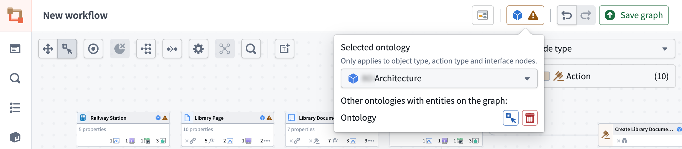 Easily switch between ontologies using the ontology blue cube icon to view and navigate all ontologies present in your graph.
