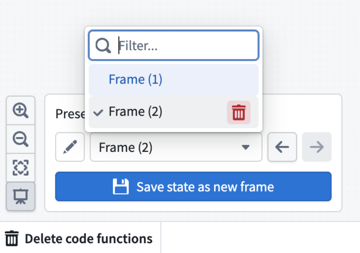 Screenshot of where to delete a  presentation frame.