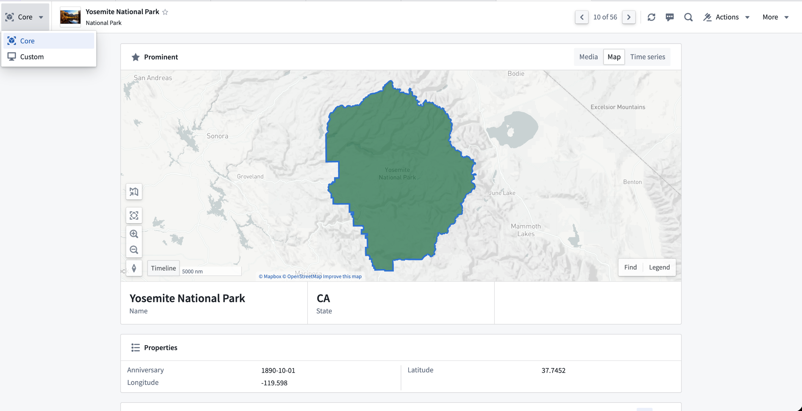 You can switch between core and custom Object Views using the view toggle.