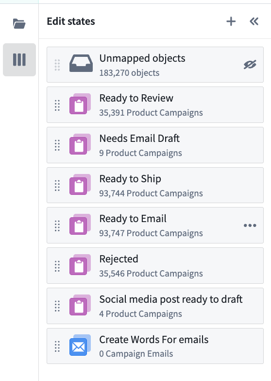 Organize and define states from the sidebar.