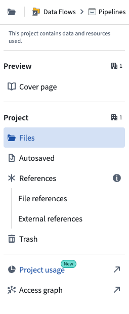 The Project usage option from a Compass project overview sidebar.