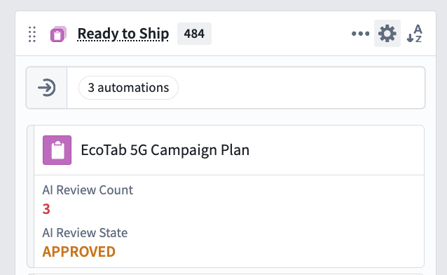 The settings menu in each kanban column.