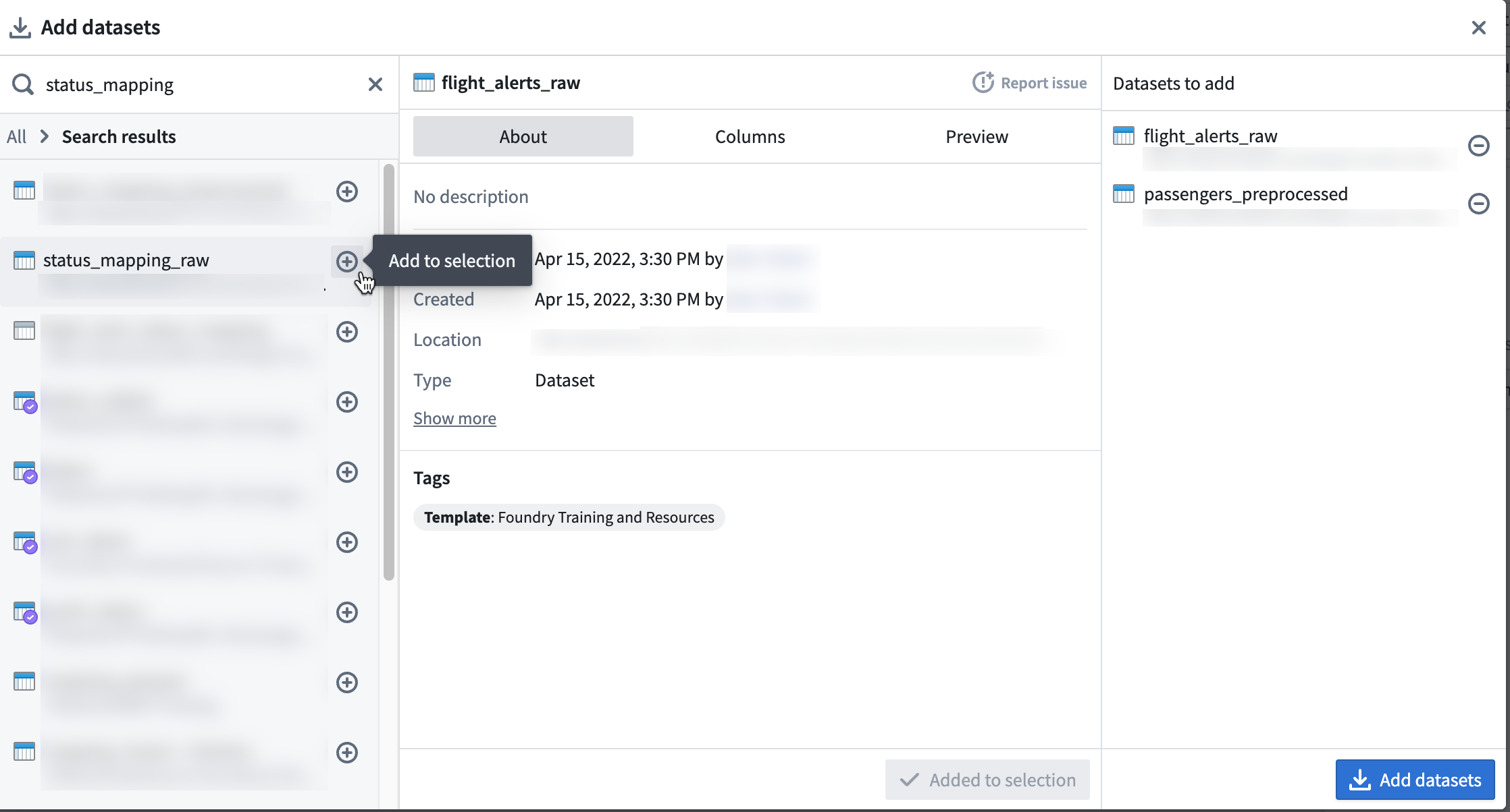 Add a dataset using the + icon.