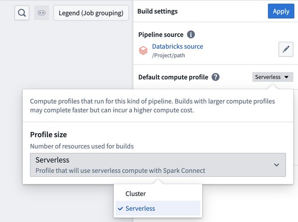 Screenshot of external build settings configuration