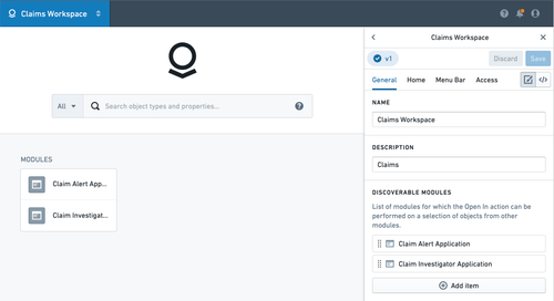 Navigation Claims Workspace Discoverable Modules