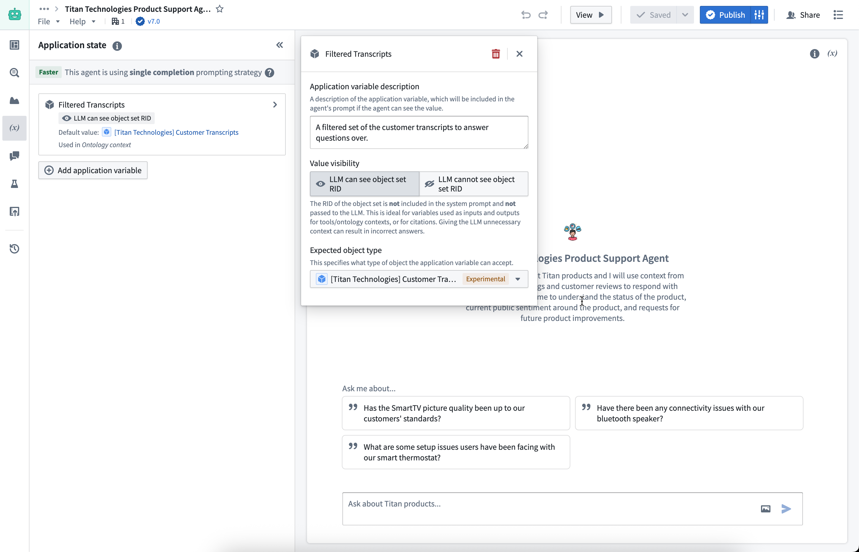 An example of what the application state configuration panel might look like.