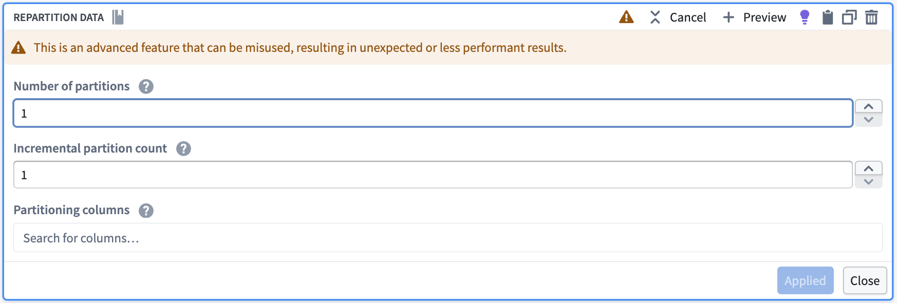 Repartition data to one partition in Pipeline Builder