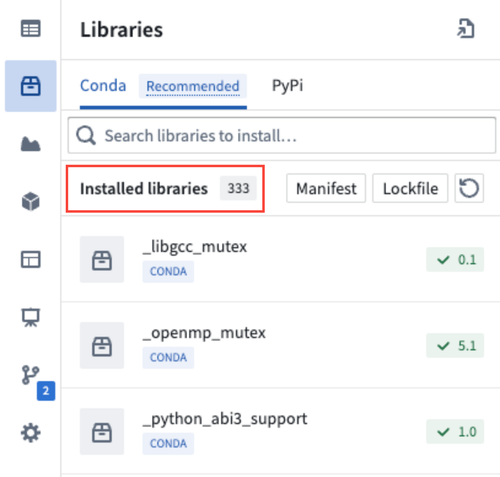 List of installed libraries displayed in the Libraries tab