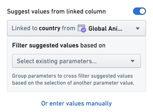 Cross-filter group configuration