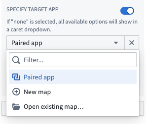 The Specify target app button configuration options are displayed.