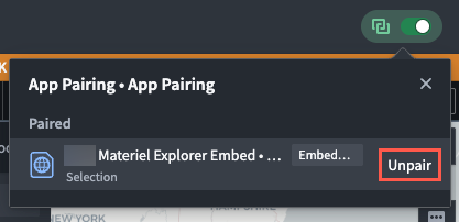 The App Pairing widget's pairing and unpairing panel is displayed.