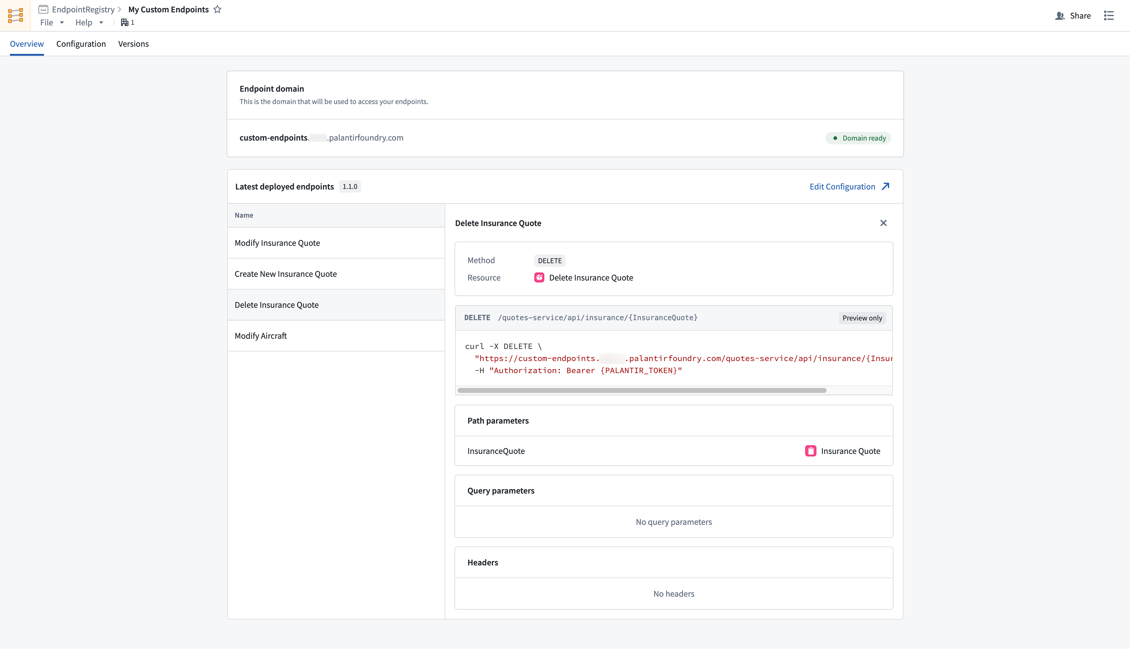 Inspecting a deployed endpoint.